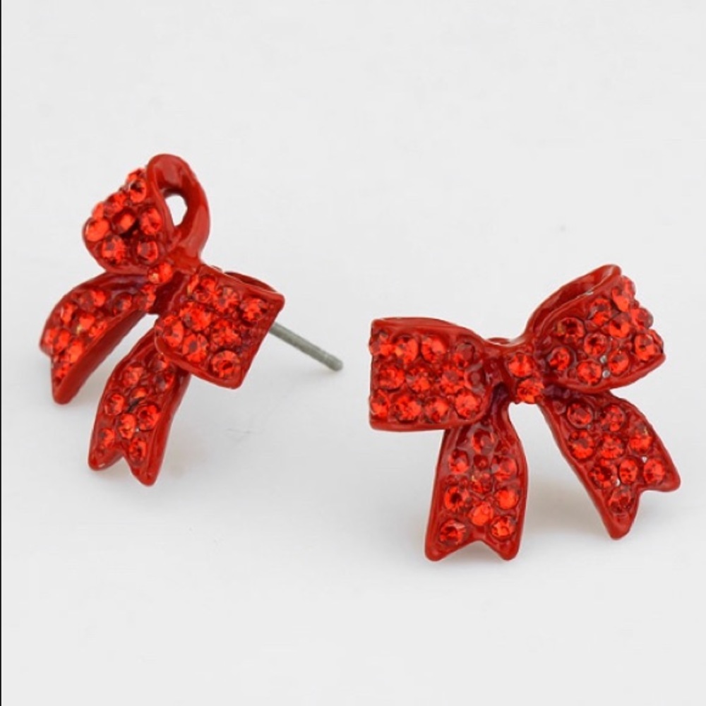 Red Bow Earrings